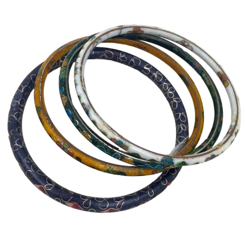 Bundle Set Of Enamel Cloisonn Bangle Bracelet - image 1